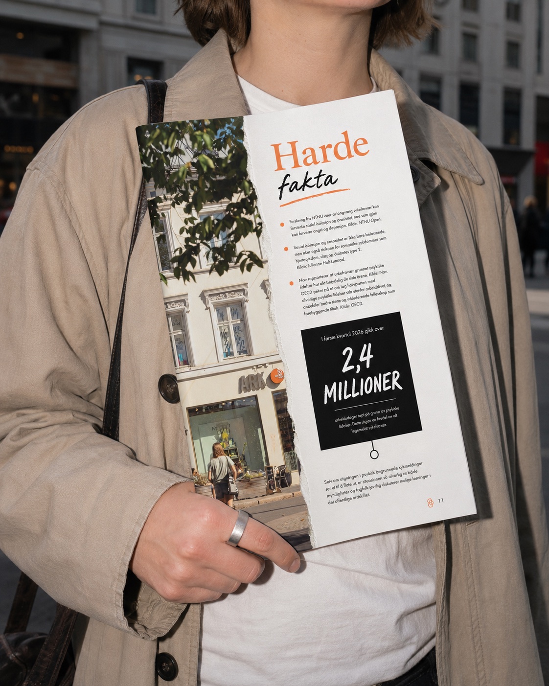Magasinsiden Harde fakta holdt opp i en bygate